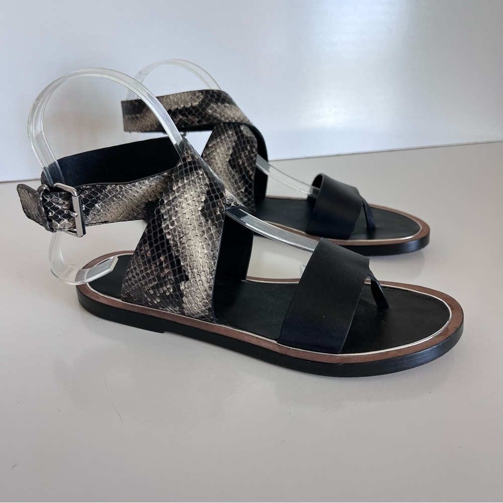Vince Women’s Mailin Snake Embossed Ankle Wrap Sandal